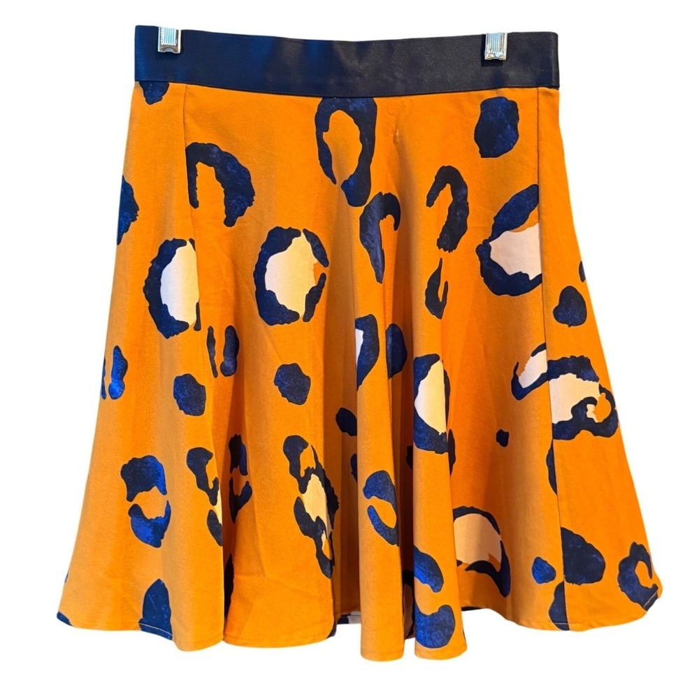 3.1 Phillip Lim Target Orange Blue Leopard Print Skater Skirt Womens Size 4